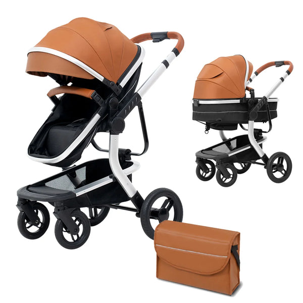 Foldable High Landscape Baby Stroller – Reversible & Portable Pram