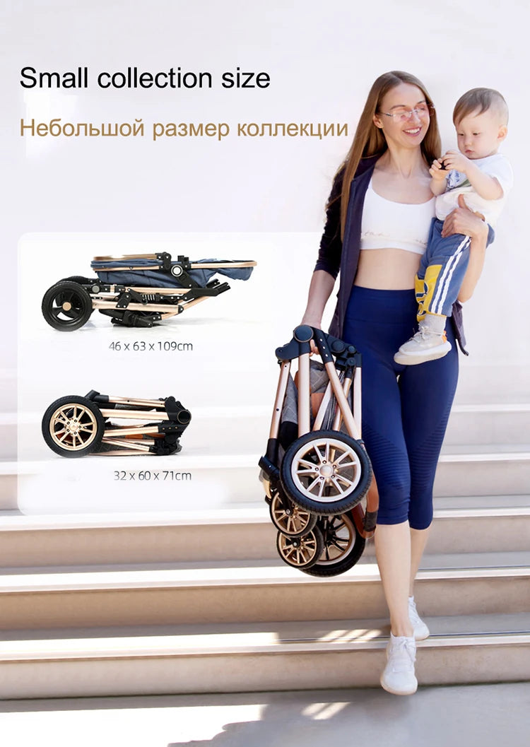 Luxury 3-in-1 High Landscape Baby Stroller – Portable & Convertible