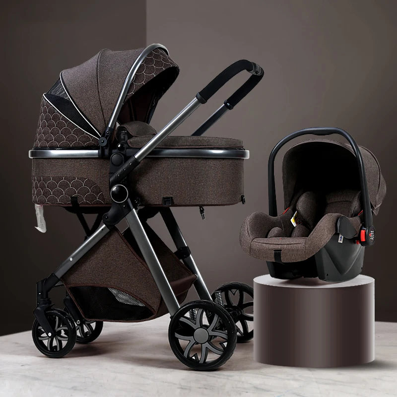 Luxury 3-in-1 High Landscape Baby Stroller – Portable & Convertible