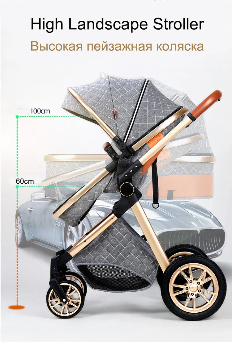 Luxury 3-in-1 High Landscape Baby Stroller – Portable & Convertible