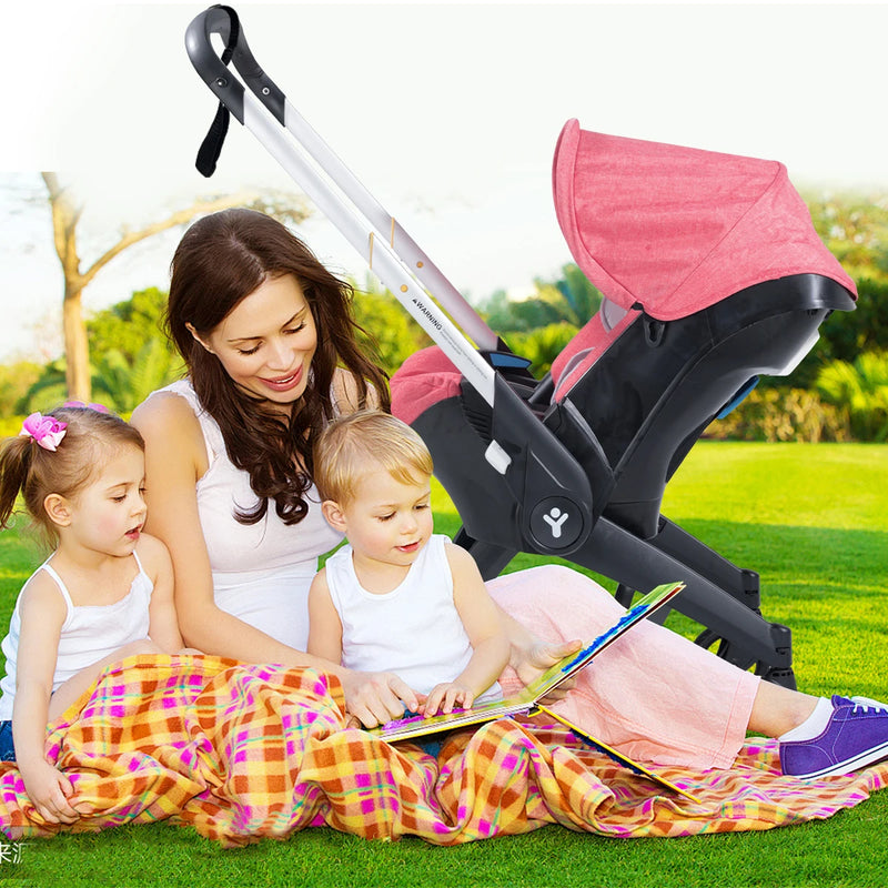 Lightweight Folding Stroller – Adjustable Handle & Sunshade