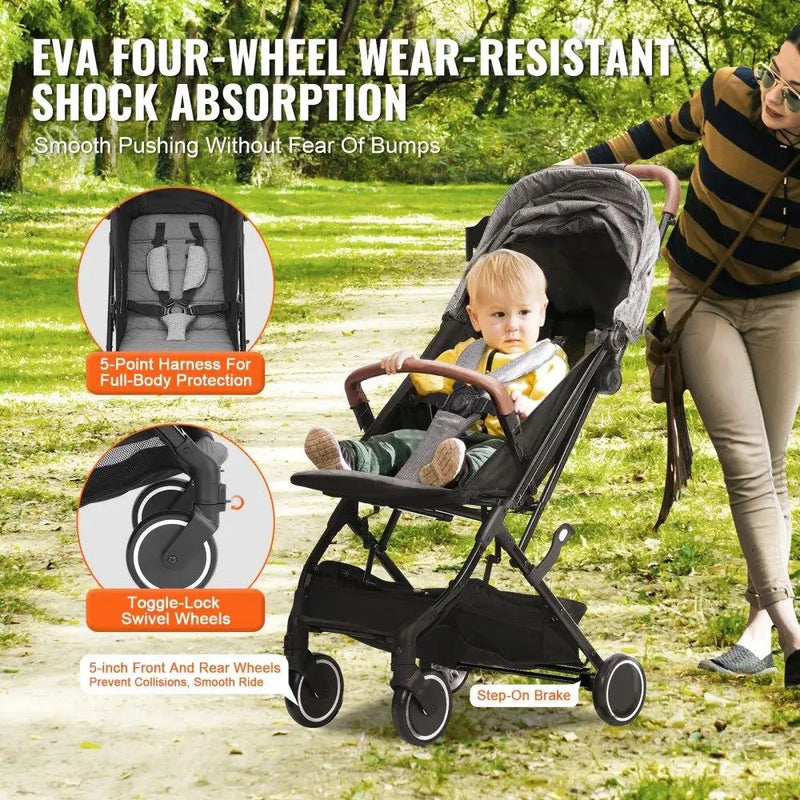 Adjustable Foldable Baby Stroller – Dark Grey