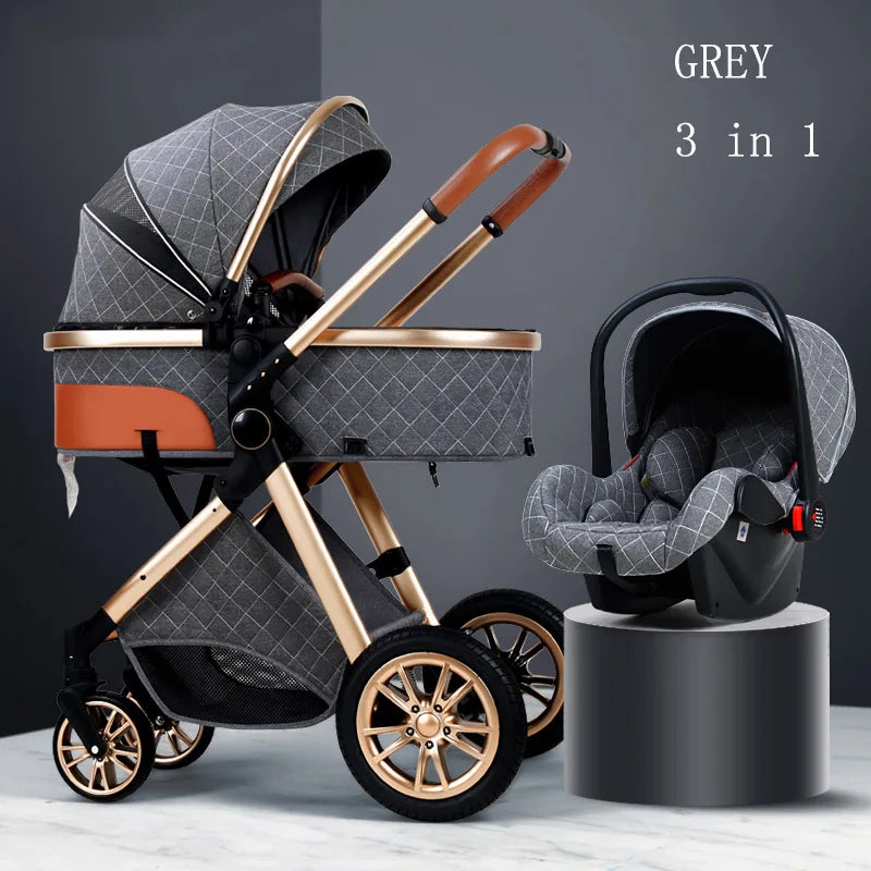 Luxury 3-in-1 High Landscape Baby Stroller – Portable & Convertible
