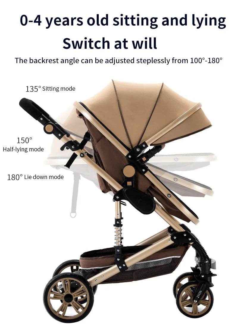 3-in-1 Baby Stroller with Car Seat & Crib – Lightweight & Safe