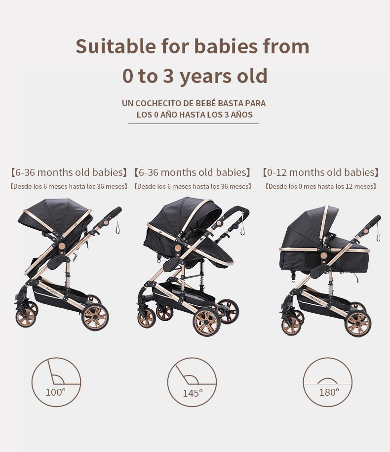 3-in-1 Baby Stroller with Car Seat & Crib – Lightweight & Safe