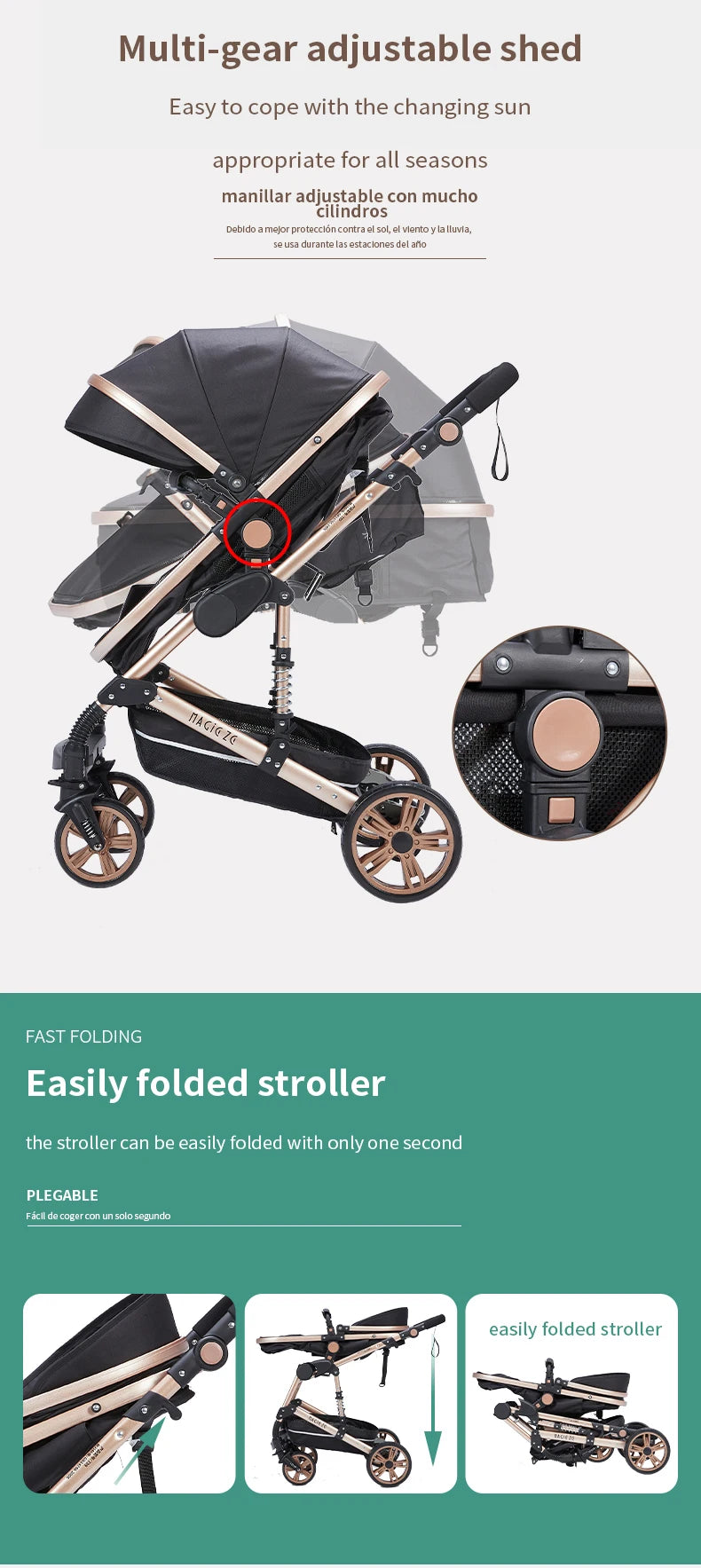 3-in-1 Baby Stroller with Car Seat & Crib – Lightweight & Safe