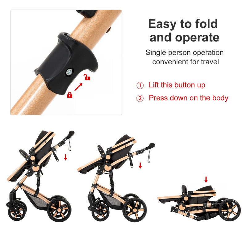 2-in-1 Lightweight Baby Stroller – Newborn to Toddler Comfort