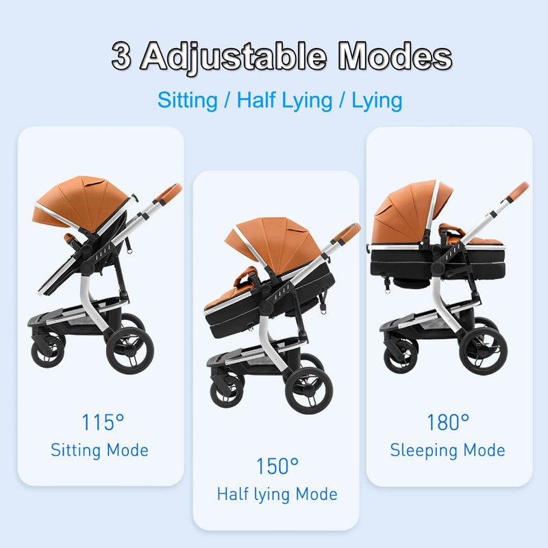 Foldable High Landscape Baby Stroller – Reversible & Portable Pram