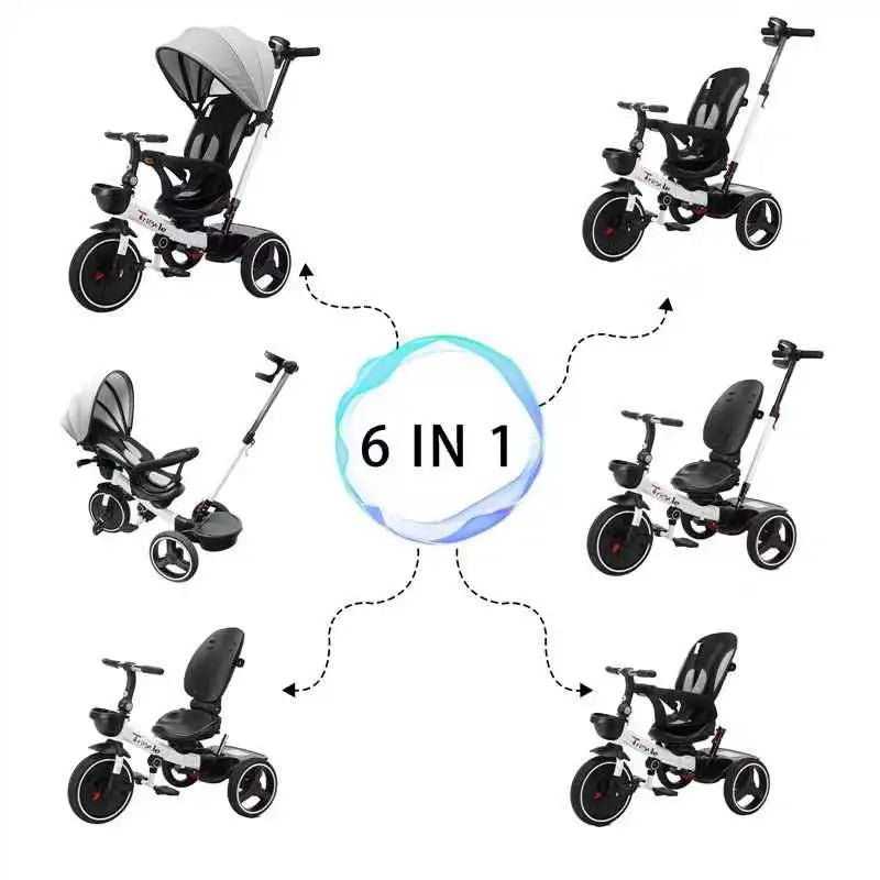 UBRAVOO 4-in-1 Baby Tricycle Stroller – 360° Rotating Seat