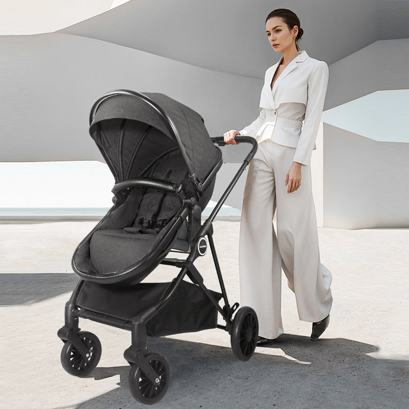 2-in-1 Foldable Baby Stroller – High Landscape with Extra Storage