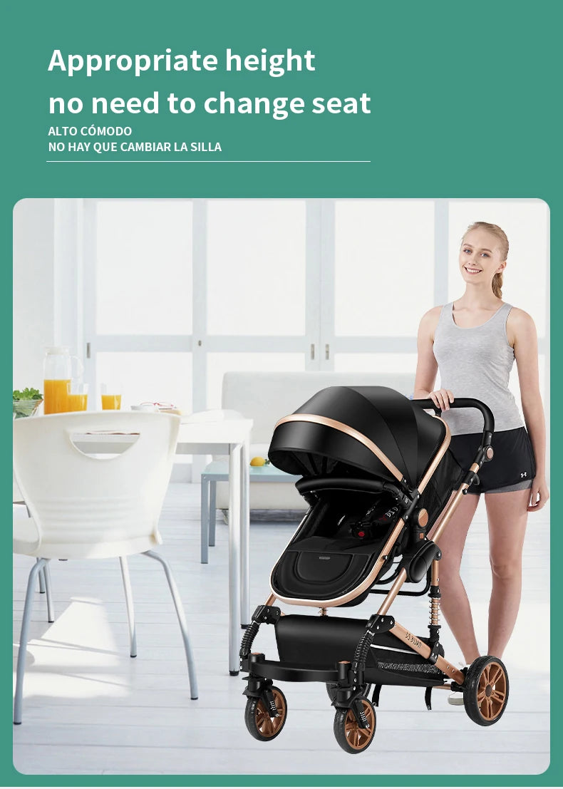 3-in-1 Baby Stroller with Car Seat & Crib – Lightweight & Safe