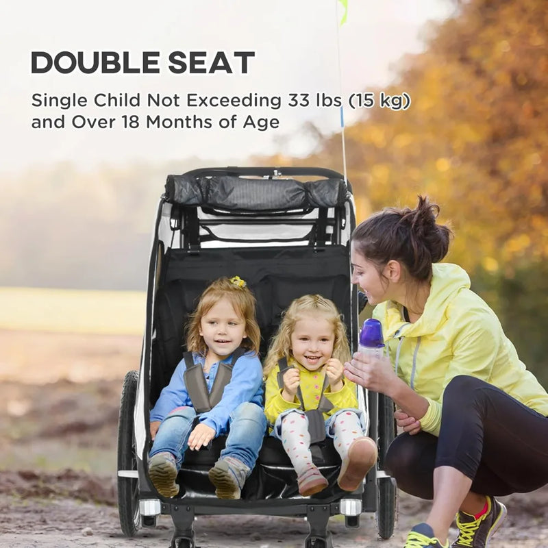 3-in-1 Foldable Kids Bike Trailer & Jogger Stroller – Shock Absorbing Baby Transport Carrier