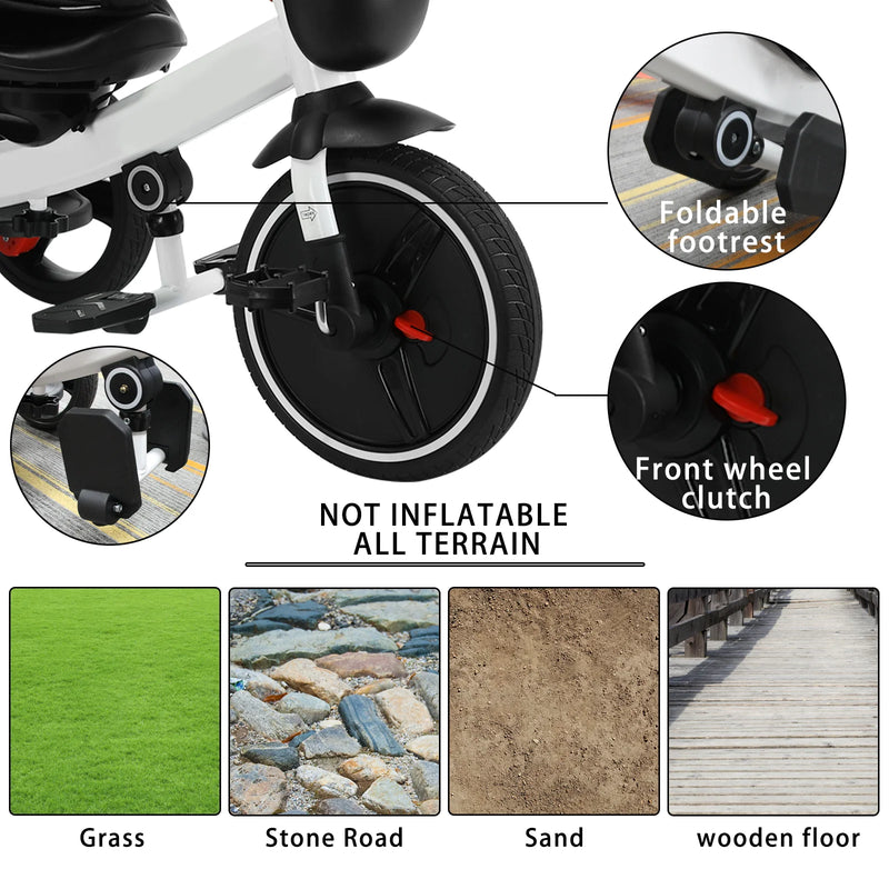 UBRAVOO 4-in-1 Baby Tricycle Stroller – 360° Rotating Seat