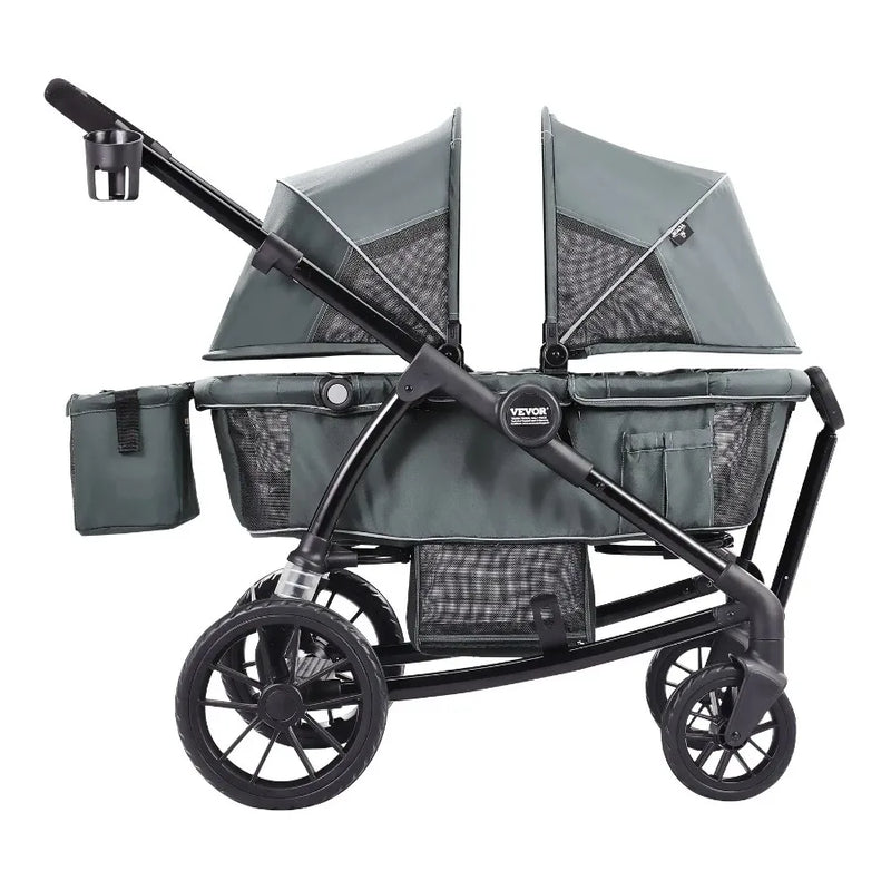 2-in-1 Foldable Stroller Wagon – All-Terrain with Canopy & Storage