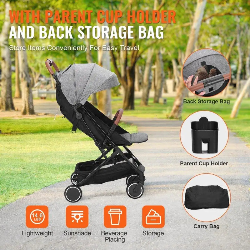 Adjustable Foldable Baby Stroller – Dark Grey