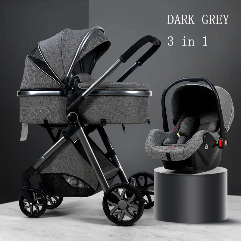 Luxury 3-in-1 High Landscape Baby Stroller – Portable & Convertible