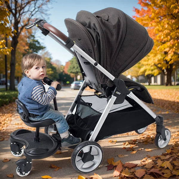 Stroller Footboard with Seat – Toddler Ride-On Attachment