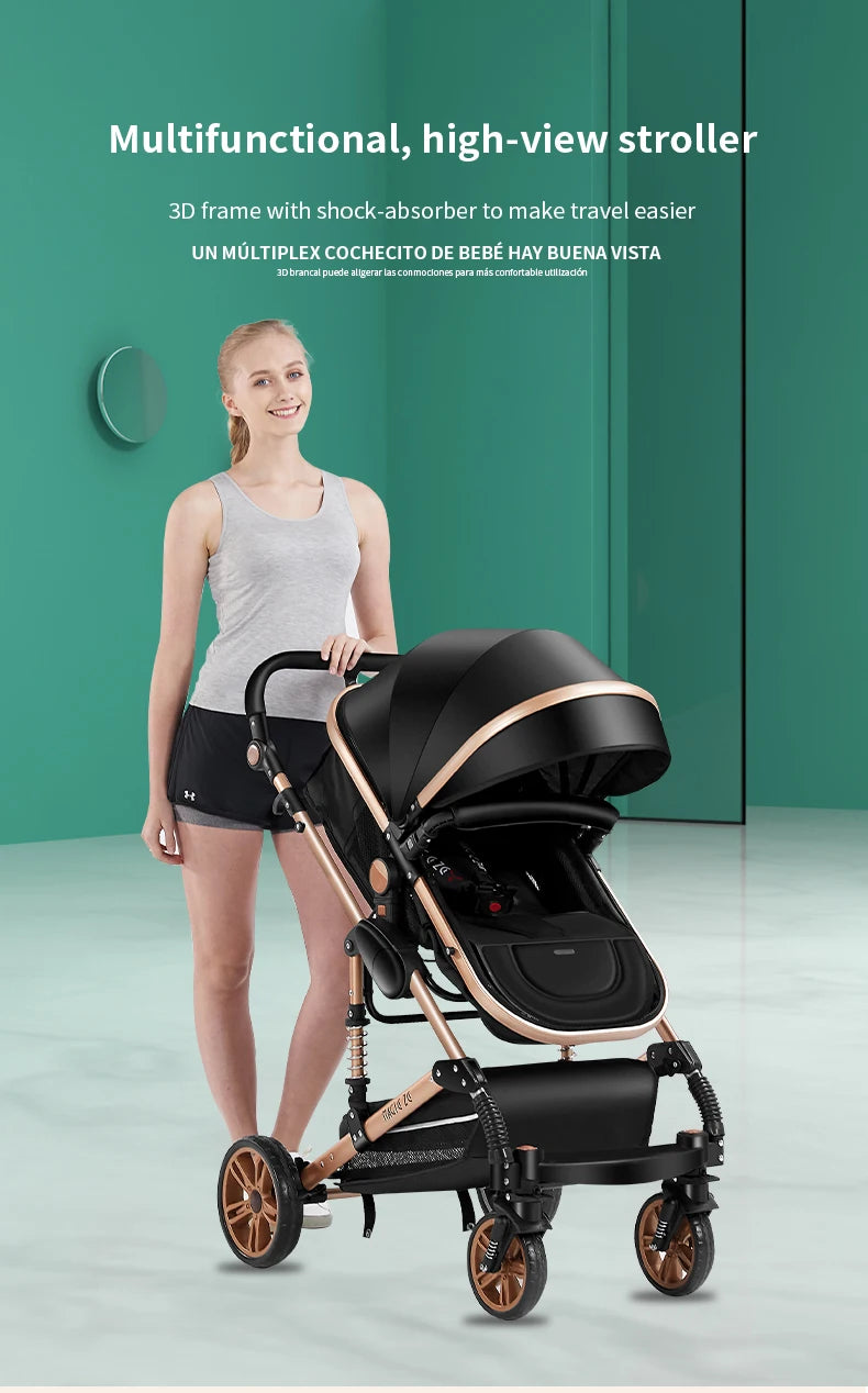 3-in-1 Baby Stroller with Car Seat & Crib – Lightweight & Safe