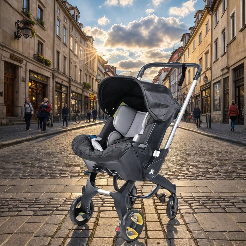Lightweight Folding Stroller – Adjustable Handle & Sunshade