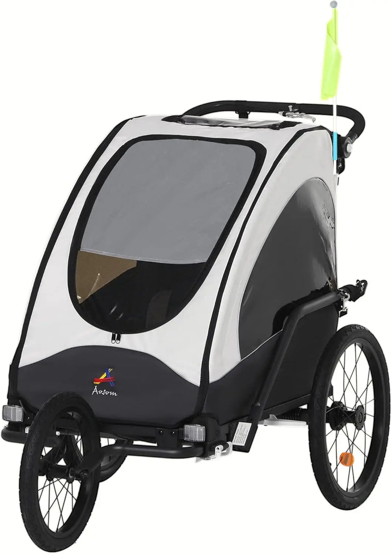 3-in-1 Foldable Kids Bike Trailer & Jogger Stroller – Shock Absorbing Baby Transport Carrier