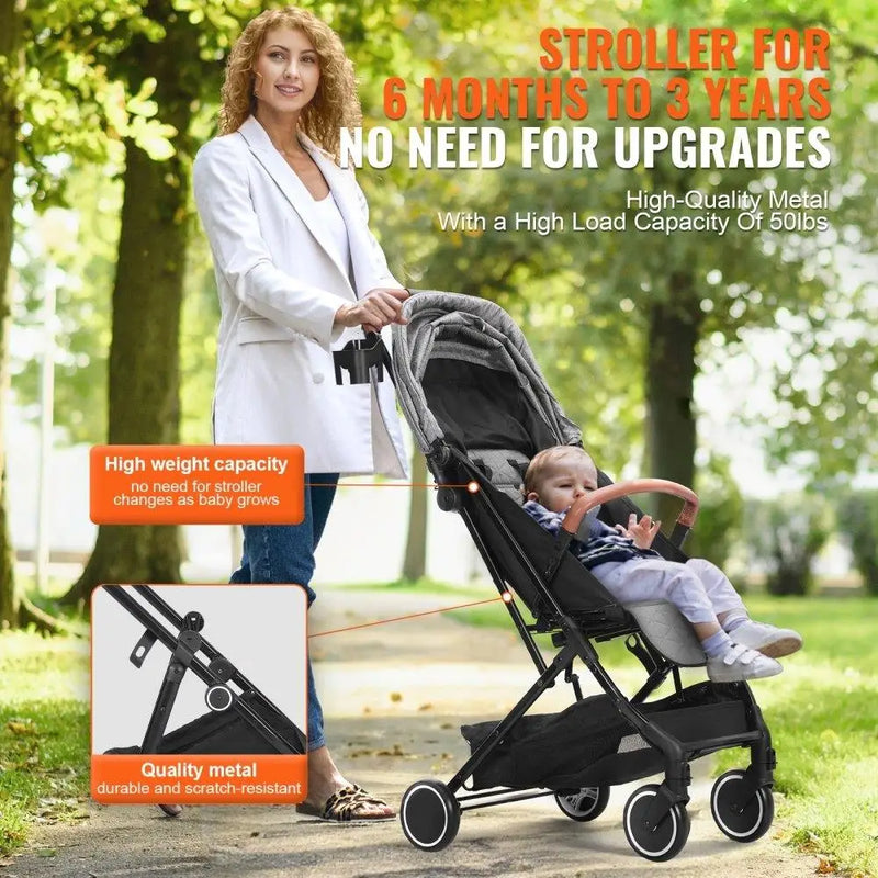 Adjustable Foldable Baby Stroller – Dark Grey