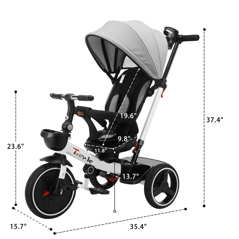 UBRAVOO 4-in-1 Baby Tricycle Stroller – 360° Rotating Seat